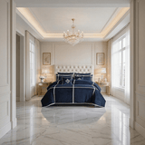 Navy Blue Velvet Bed Sheet Bridal Set with filling - The Linen House