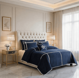 Navy Blue Velvet Bed Sheet Bridal Set with filling - The Linen House
