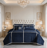 Navy Blue Velvet Bed Sheet Bridal Set with filling - The Linen House