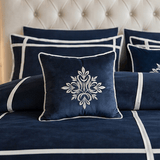 Navy Blue Velvet Bed Sheet Bridal Set with filling - The Linen House