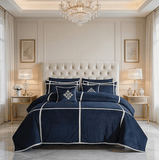 Navy Blue Velvet Bed Sheet Bridal Set with filling - The Linen House