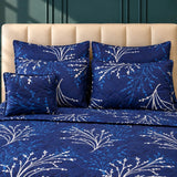 Navy Blue Willow Branch 7 Pcs Bedspread Set - The Linen House