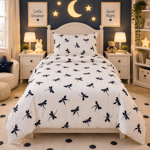 Navy Dragonfly Kids Bedsheet - The Linen House
