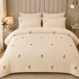 Navy Feather Charm Bundle – 3 Embroidered Bedsheet-King - The Linen House