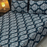 Navy Floral Print Bedsheet – King Size - The Linen House