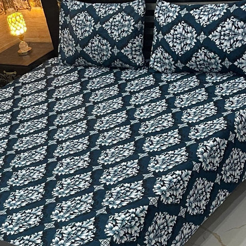 Navy Floral Print Bedsheet – King Size - The Linen House