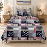 Navy Nautical Patchwork Single Bedsheet - The Linen House