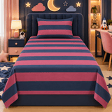 Navy & Pink Striped Kids Bedsheet - The Linen House