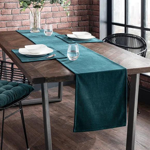 New Velvet Table Runner With Mats - The Linen House