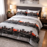 Night City View Printed Bed Sheet - The Linen House