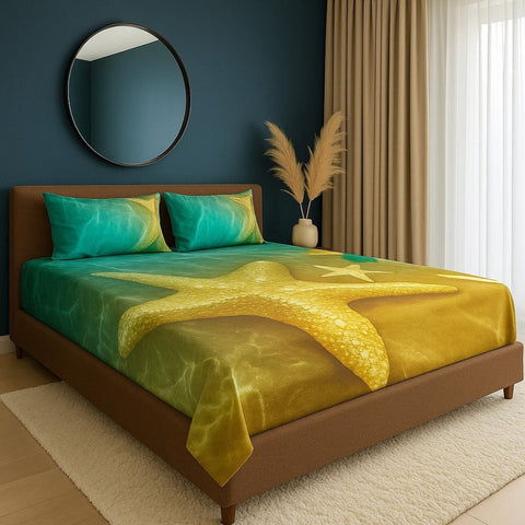 Ocean Printed Bedsheet 3 pcs - The Linen House