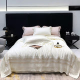Off white Cotton Satin Embroidery Duvet Set - The Linen House