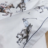 Luxury Polo-Themed Cotton Bedding Set – Elegant Equestrian Design