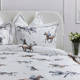 Luxury Polo-Themed Cotton Bedding Set – Elegant Equestrian Design
