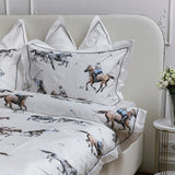 Luxury Polo-Themed Cotton Bedding Set – Elegant Equestrian Design