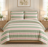 Orange Teal Stripe Lotus 6 Pcs Bedspread Set - The Linen House