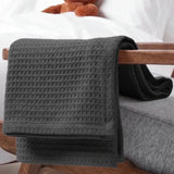 Organic Cotton Waffle Baby Blanket Charcoal Grey - The Linen House