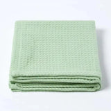 Organic Cotton Waffle Baby Blanket Green - The Linen House