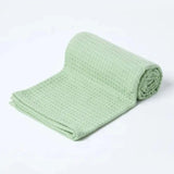 Organic Cotton Waffle Baby Blanket Green - The Linen House