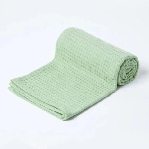 Organic Cotton Waffle Baby Blanket Green - The Linen House
