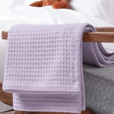 Organic Cotton Waffle Baby Blanket Light Purple - The Linen House