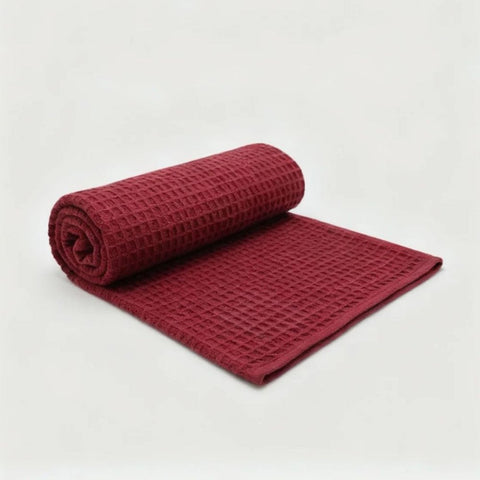Organic Cotton Waffle Baby Blanket Maroon - The Linen House