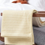Organic Cotton Waffle Baby Blanket Pale Butter - The Linen House