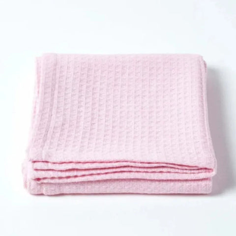 Organic Cotton Waffle Baby Blanket Pink - The Linen House