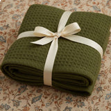 Organic Cotton Waffle Baby Blanket Sage - The Linen House