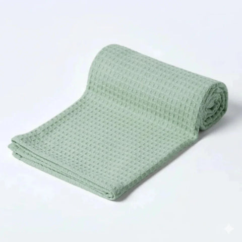 Organic Cotton Waffle Baby Blanket Sage Mint - The Linen House