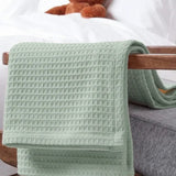 Organic Cotton Waffle Baby Blanket Sage Mint - The Linen House
