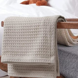 Organic Cotton Waffle Baby Blanket Stone Grey - The Linen House