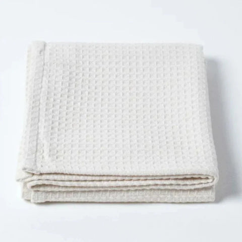Organic Cotton Waffle Baby Blanket White - The Linen House