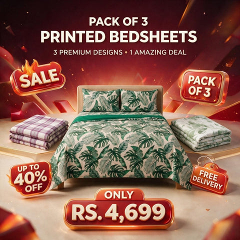 Pack of 3 Premium Printed Bedsheets - The Linen House