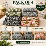 Pack of 4 Luxury King Size Floral Printed Bedding - The Linen House