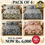 Pack of 4 Luxury King Size Floral Printed Bedding - The Linen House