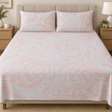 Peach Marble Swirl Printed Bed Sheet - The Linen House