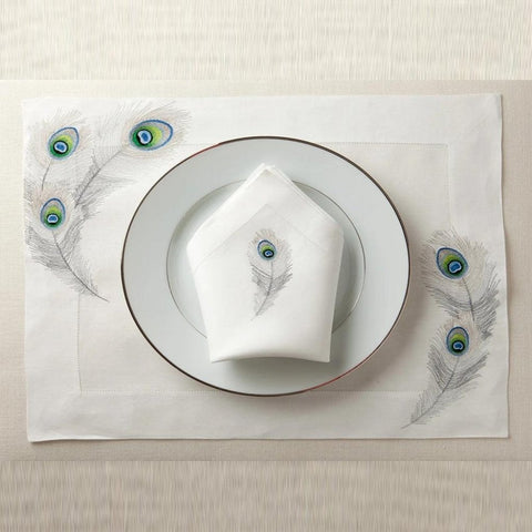 Peacock Feather Style Table Mats - The Linen House