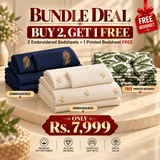 Peacock Grace Bundle – 3 Embroidered Bedsheet-King - The Linen House