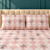 Pink Ballerina Harlequin Cotton Bedsheet Set – 3 Pcs King Size - The Linen House