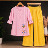Pink Butterfly Bloom & Mustard Baggy Two Piece Suite - The Linen House