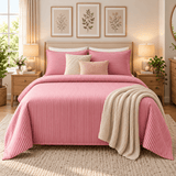 Pink Candy Stripe Printed Bed Sheet - The Linen House