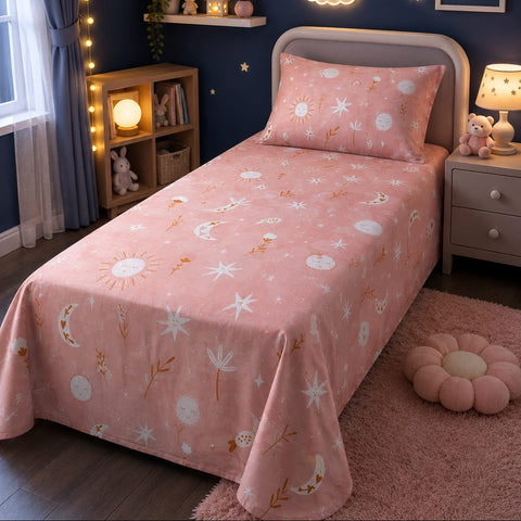 Pink Celestial Dreams Kids Bedsheet - The Linen House