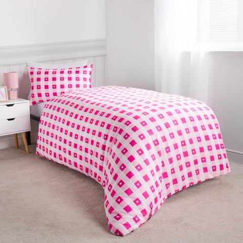 Pink Check Printed Bedspread - The Linen House