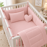 Pink Heart Nursery Baby Cot Set - The Linen House