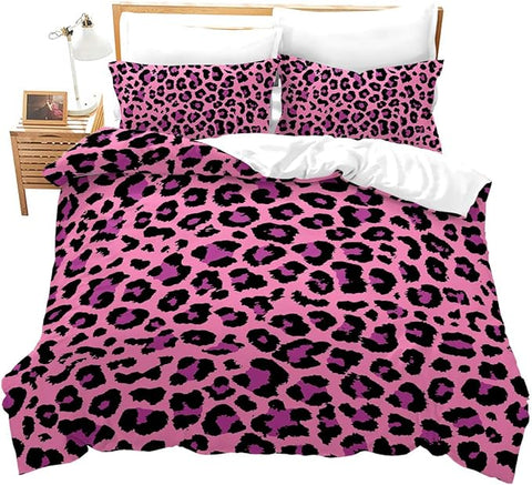 Pink Printed Bedspread Leopard Print - The Linen House