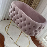 Pink Velvet Tufted Bassinet - The Linen House