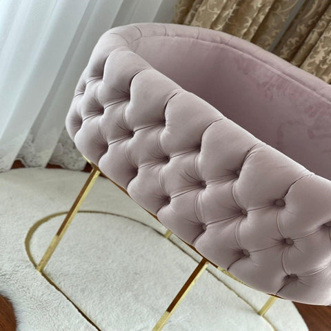 Pink Velvet Tufted Bassinet - The Linen House