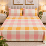 Pink Yellow Buffalo Check Printed Bed Sheet - The Linen House