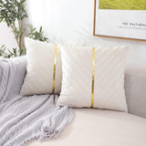 Pintuck Cushion Cover With Golden RIbbon - The Linen House